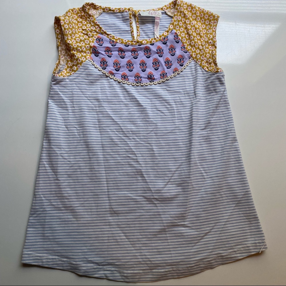 Matilda Jane 435 Girl Flower Stripe Size 10 Sleeveless Top - Picture 1 of 5